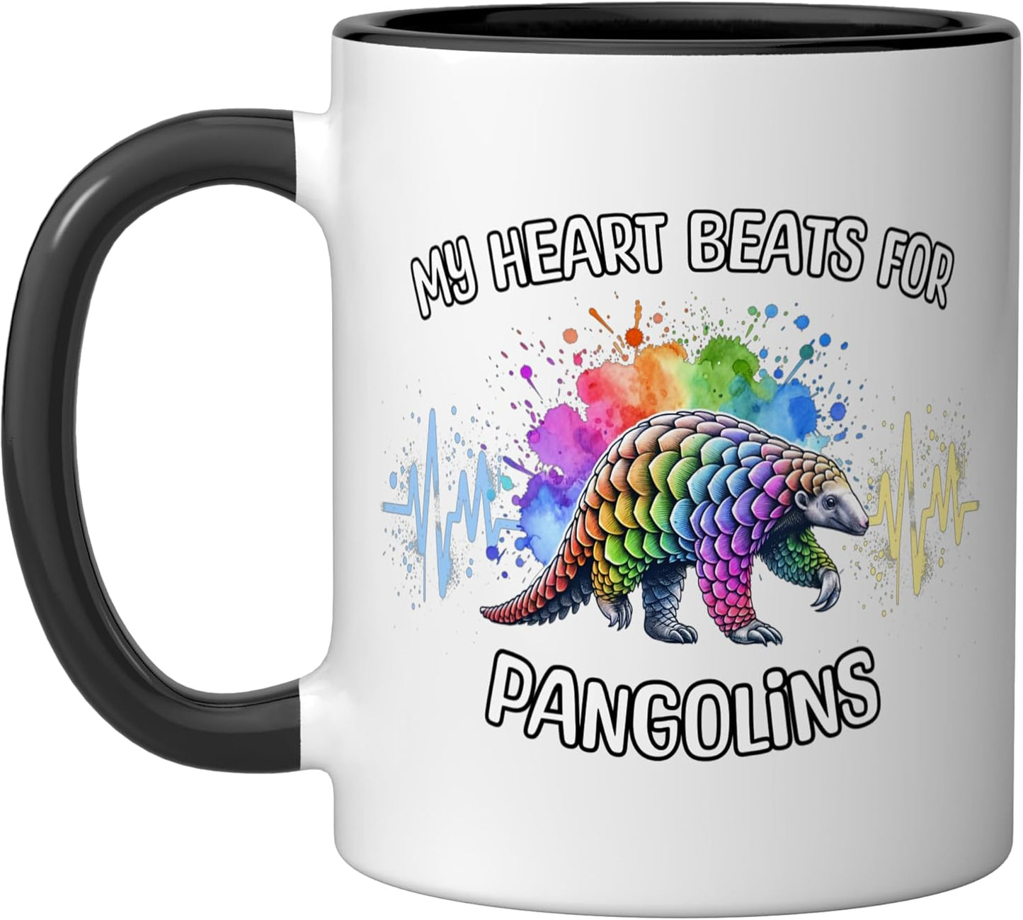 Taza de cerámica Pangolin ECG negra/blanca