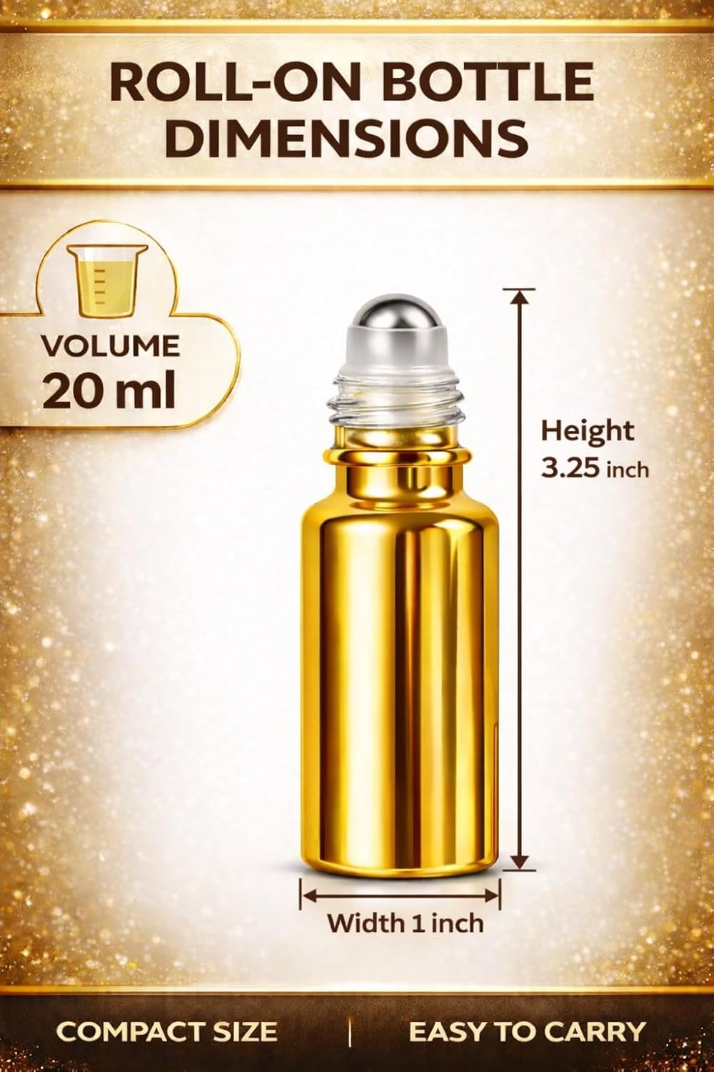 Botellas enrollables aceite perfume dorado 0.7oz set 2