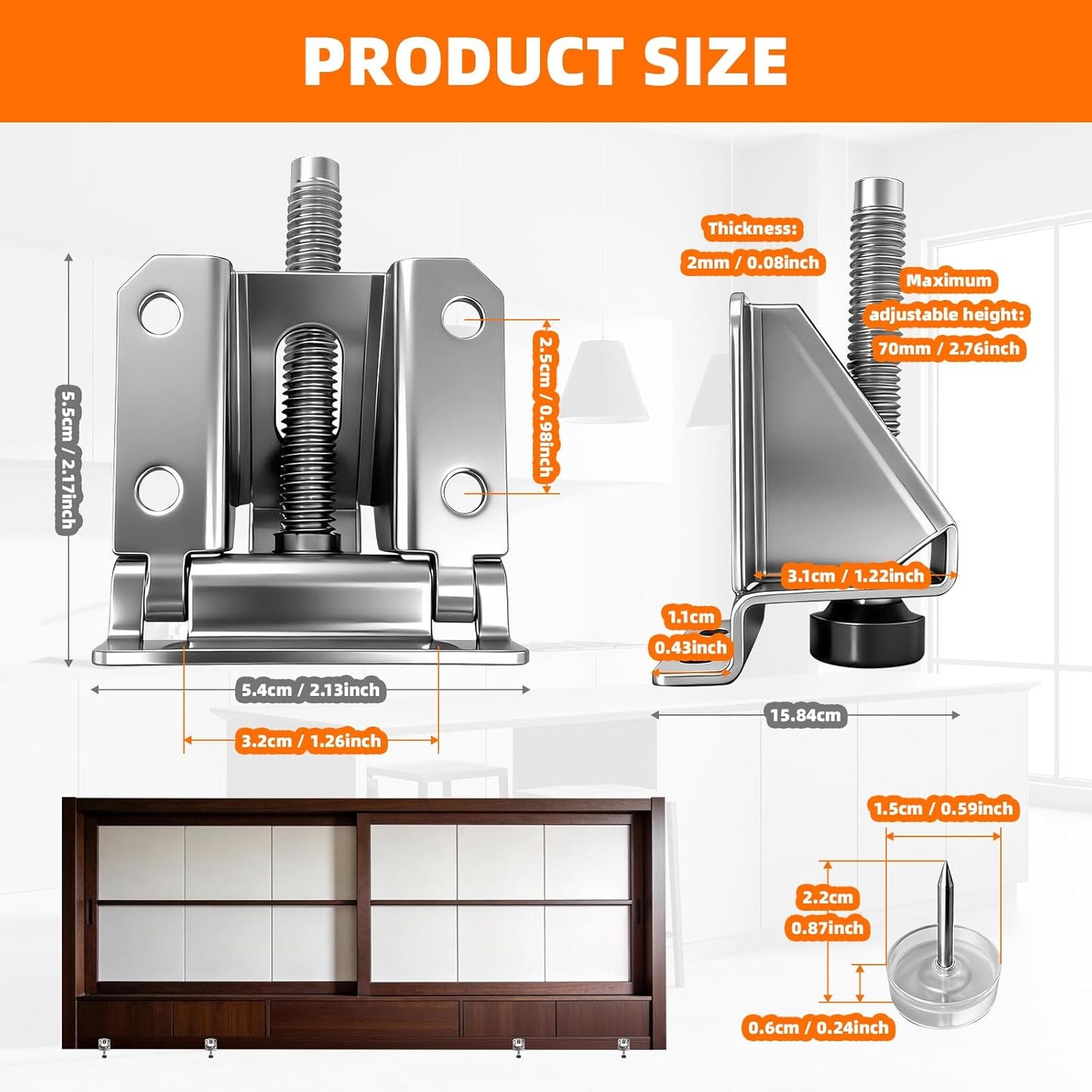 Niveladores banco trabajo acero inox 4ft 10 almohadillas