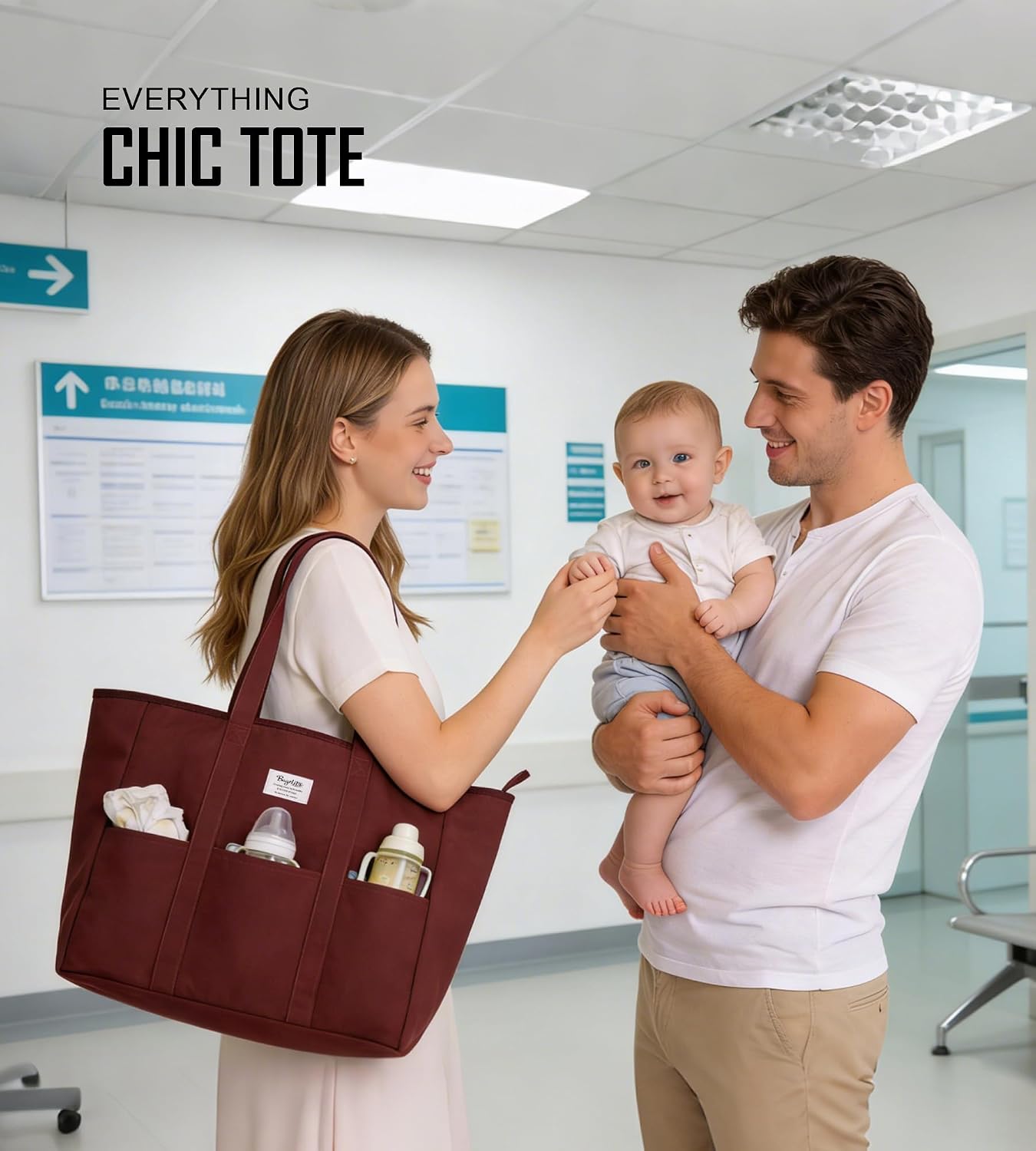 Bolso lona extragrande con cremallera para mujer y hombre