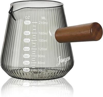 Taza medidora espresso 7oz gris con asa y boquilla
