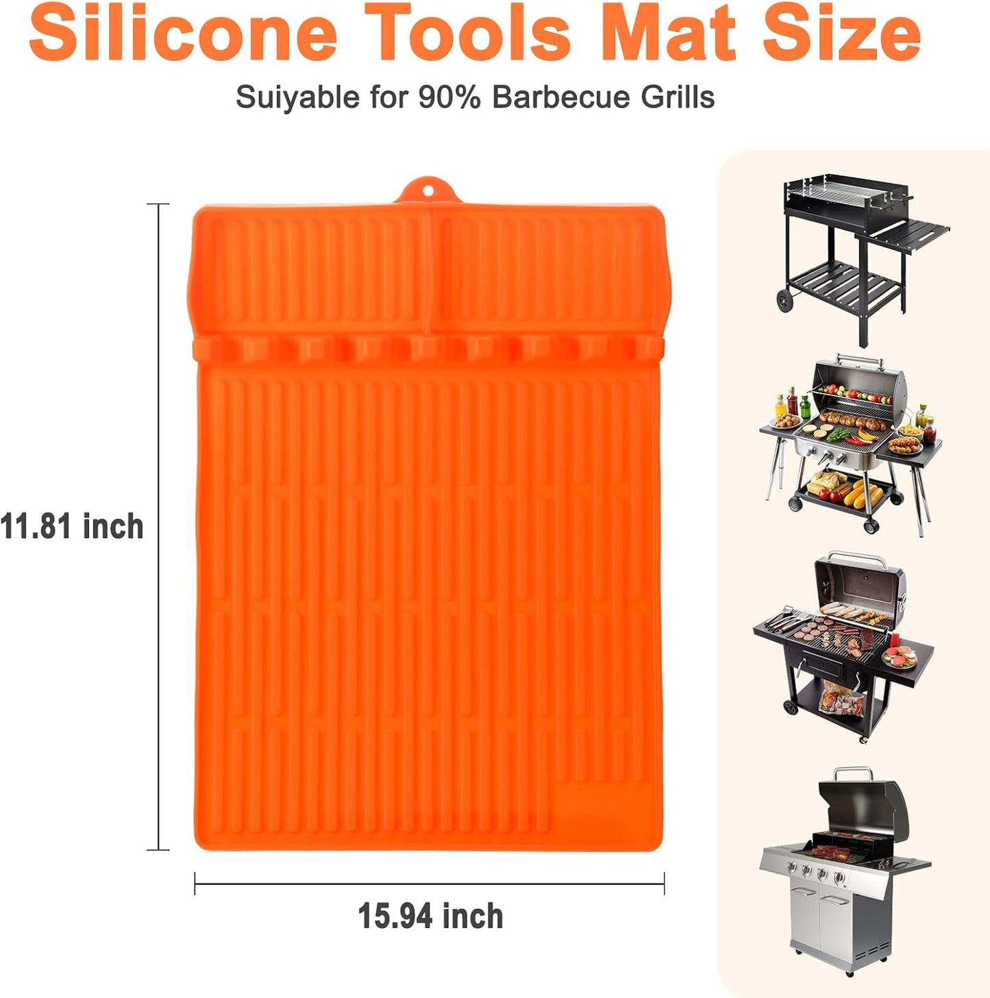Tapete silicona parrilla con almohadilla goteo naranja