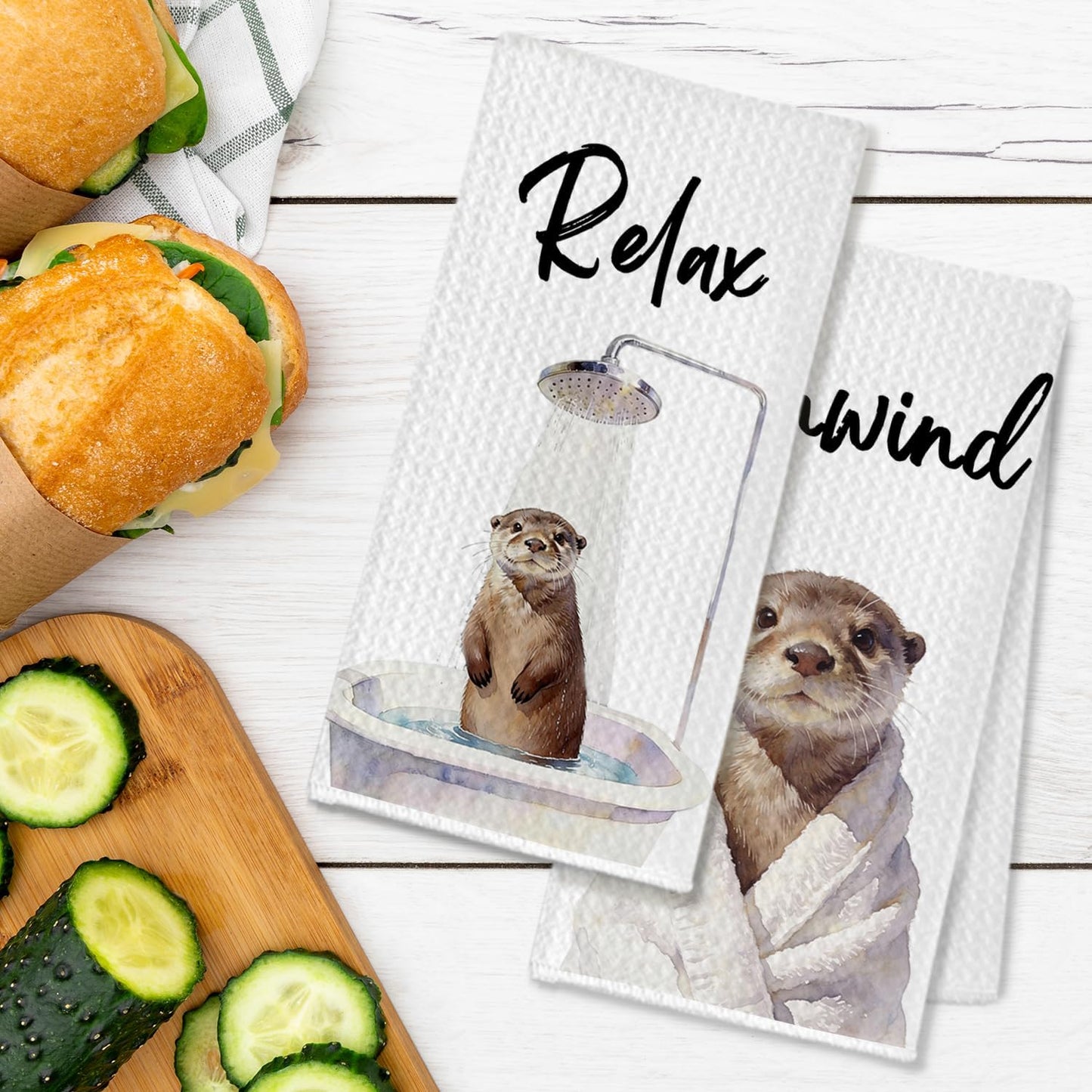 Toalla de mano de nutria para baño, spa y regalo, 16 x 26 pulgadas, 4 piezas