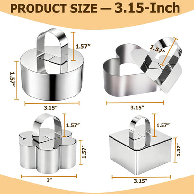 Juego de 4 moldes de acero inoxidable para anillos de pastel