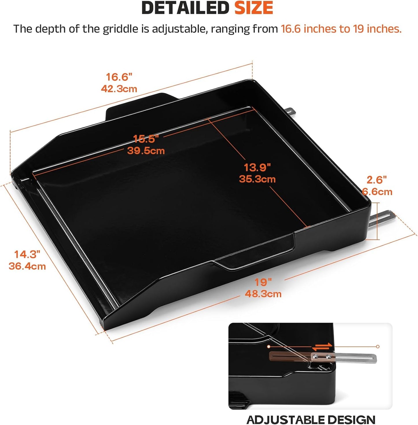 Plancha barbacoa hierro fundido esmaltado ajustable 19pulg