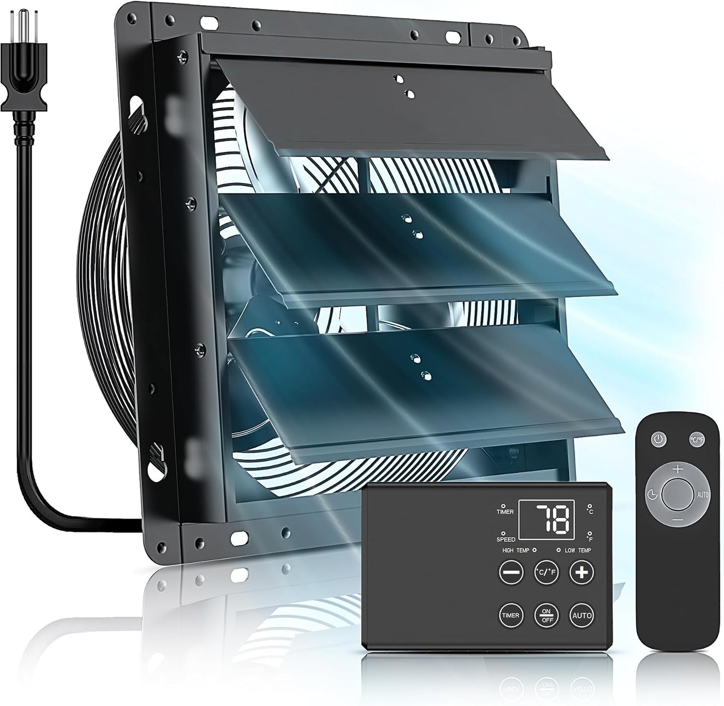 Ventilador garaje 8pulg termostato control remoto 760CFM