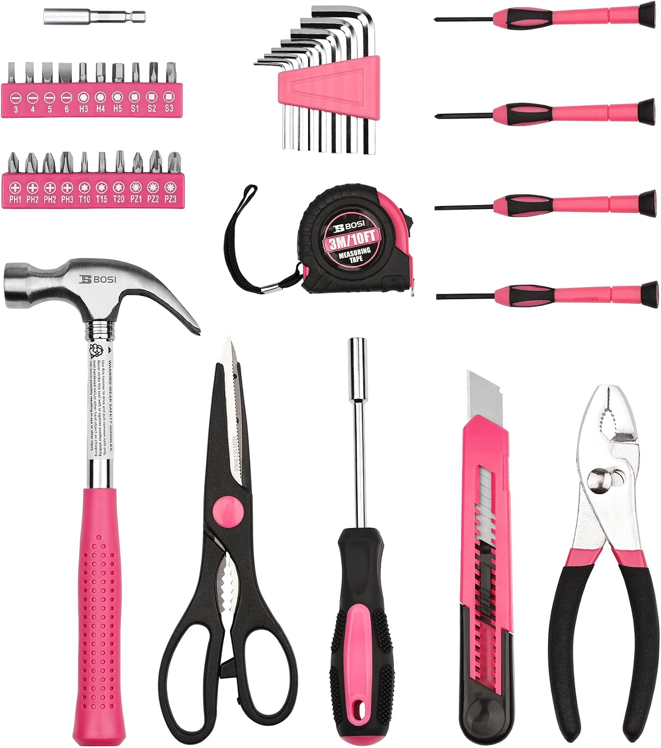 Set 40 herramientas rosa para niñas y mujeres hogar garaje oficina