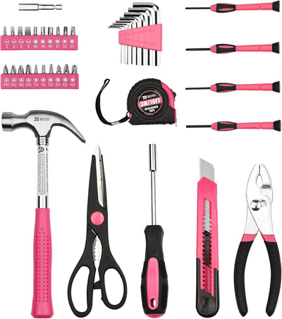 Set 40 herramientas rosa para niñas y mujeres hogar garaje oficina