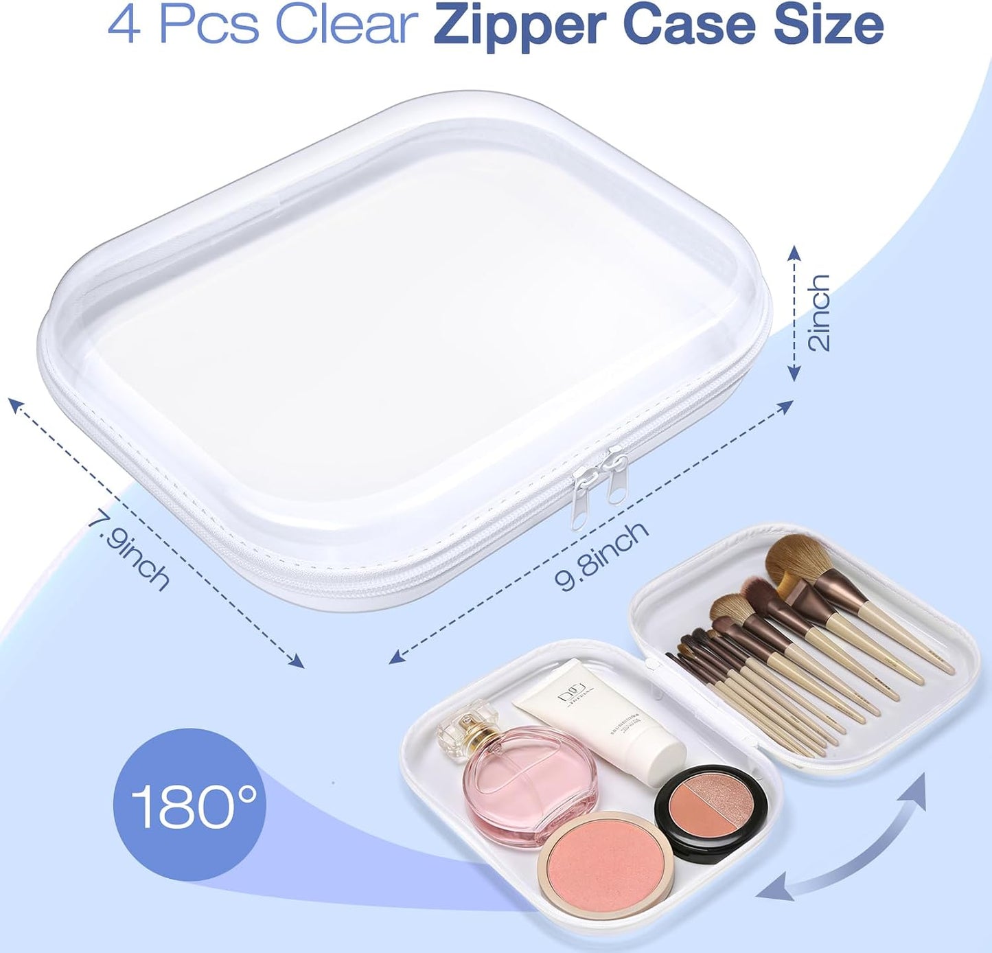 Estuche transparente con 4 bolsas organizadoras viaje