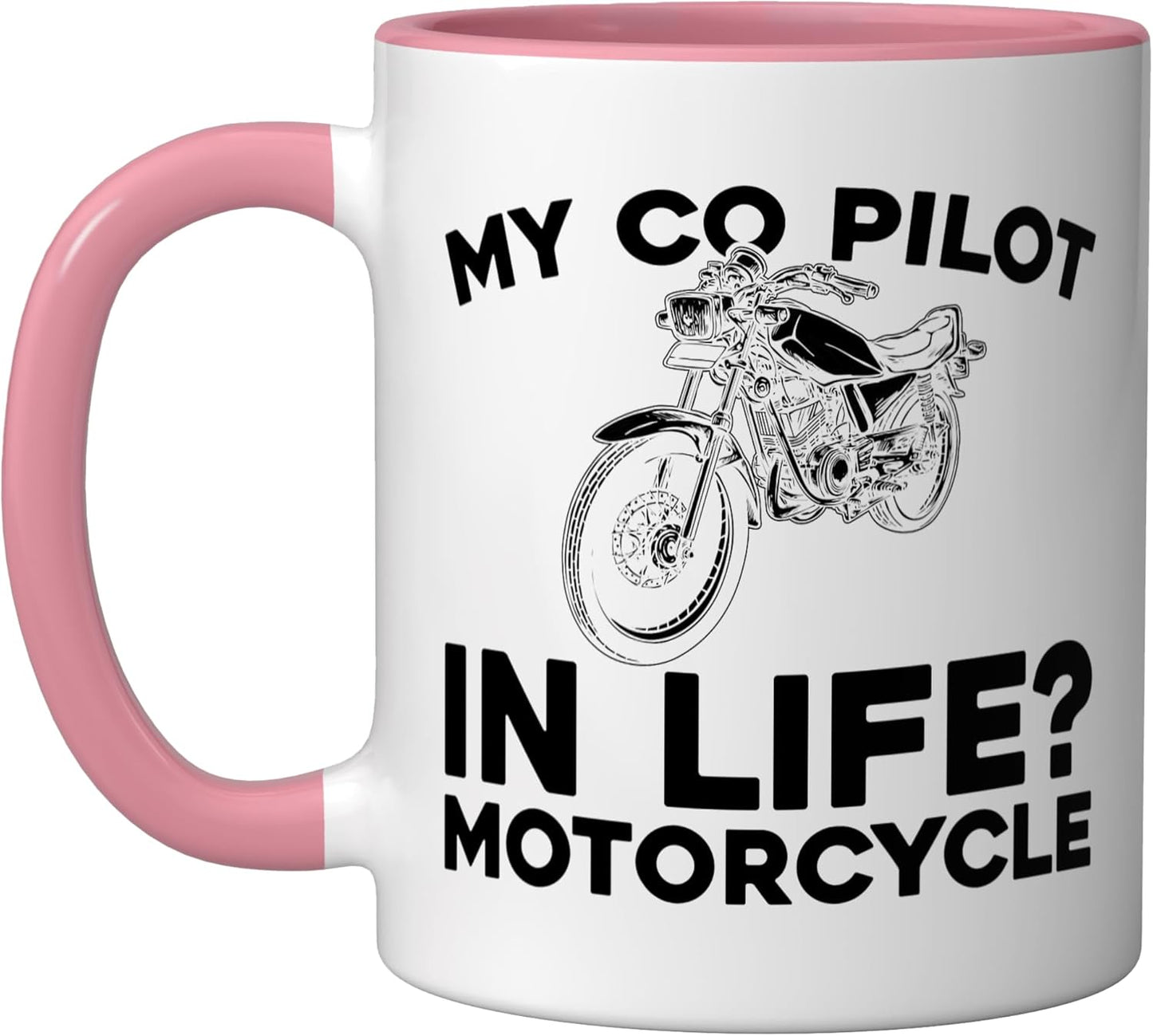 Taza Cerámica para Motociclista Rosa/Blanca