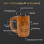 Juego Vasos Madera Acacia Cuerno 16-20oz Con Accesorios