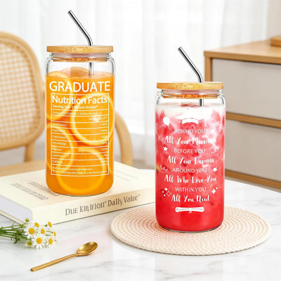 Cesta regalo graduación mujer 2026 set 7 taza vidrio 16oz