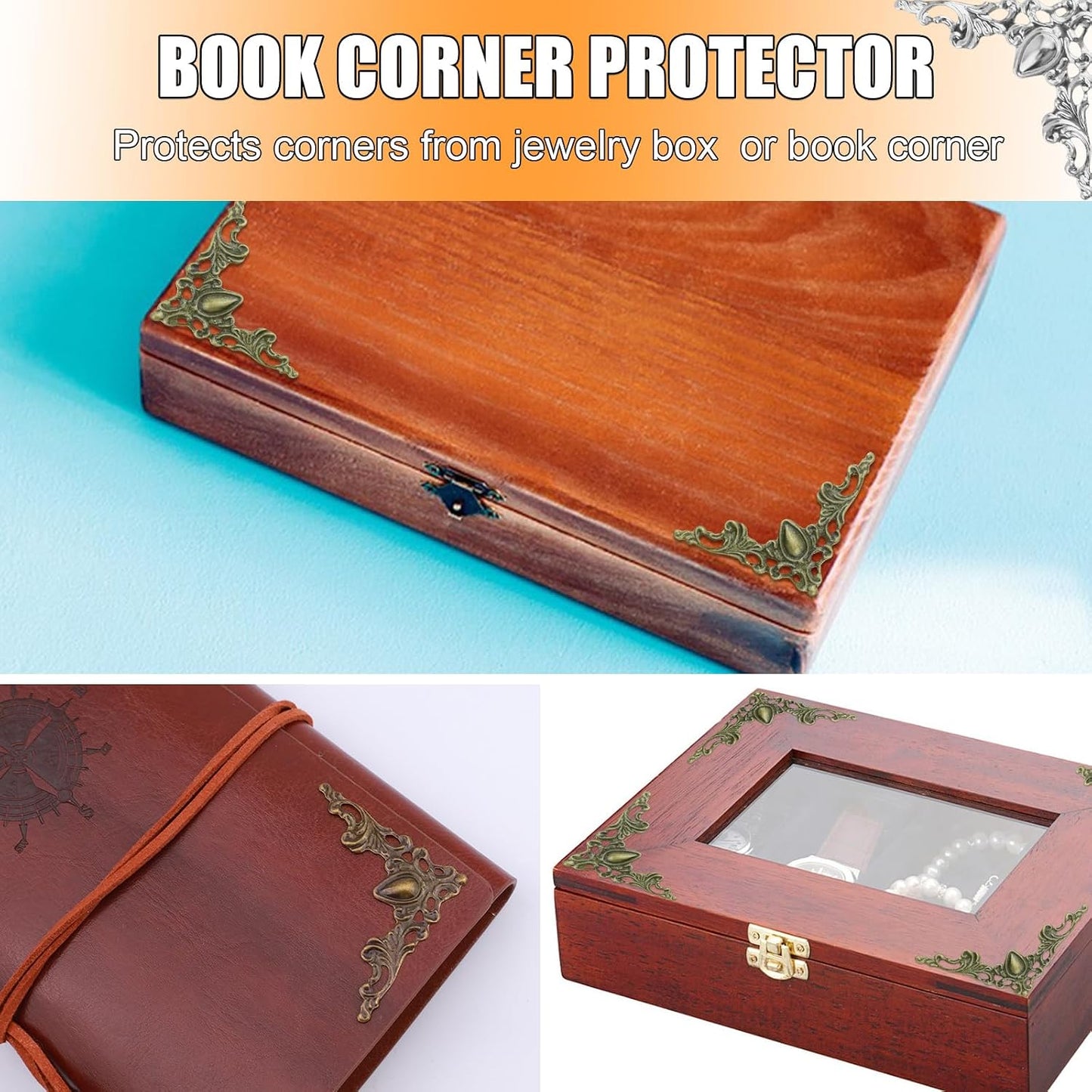 100 Pzas Protectores Esquina Hierro Vintage para Libros y Álbumes