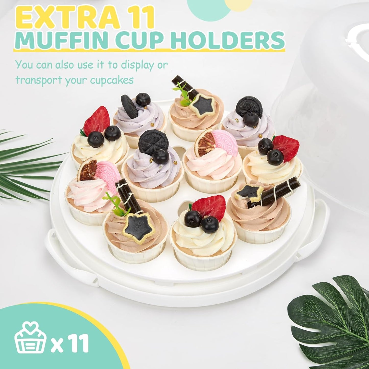 Contenedor tartas 10pulg 12uds con tapa y asa