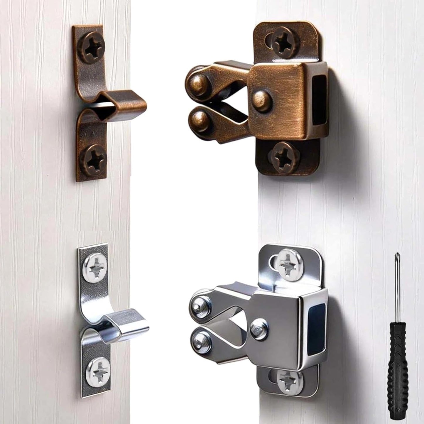 20 Pestillos Gabinete Doble Rodillo Bronce Plateado