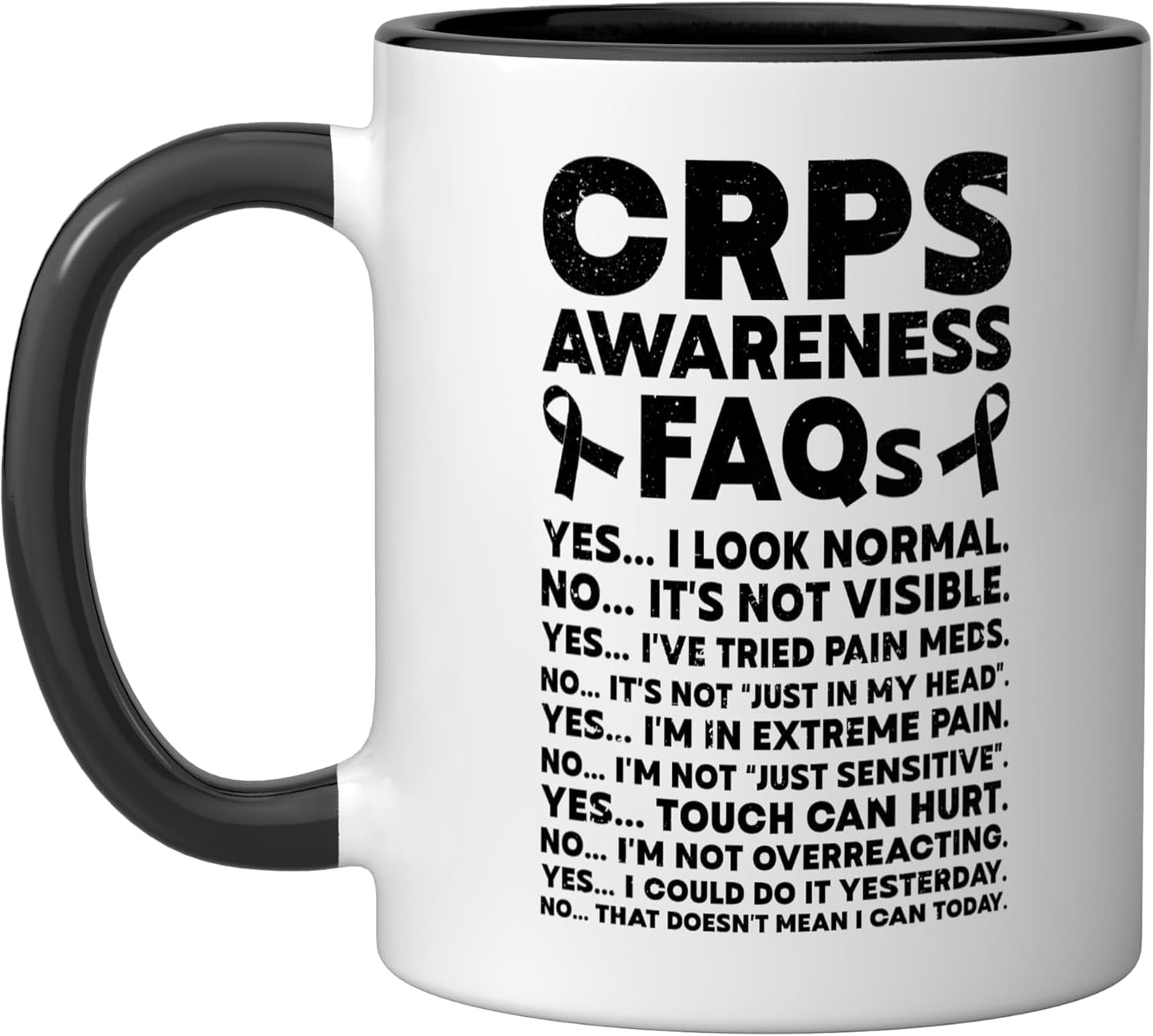Taza cerámica RSD CRPS Awareness Warrior negra/blanca