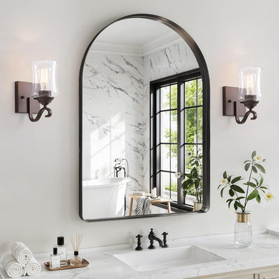 Apliques pared bronce aceitado vidrio transparente baño pasillo