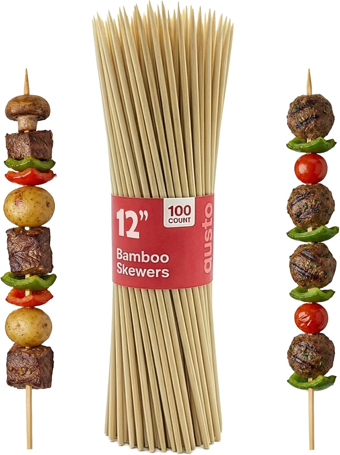 Brochetas bambú 12pulg 100uds para shish kabob parrilla