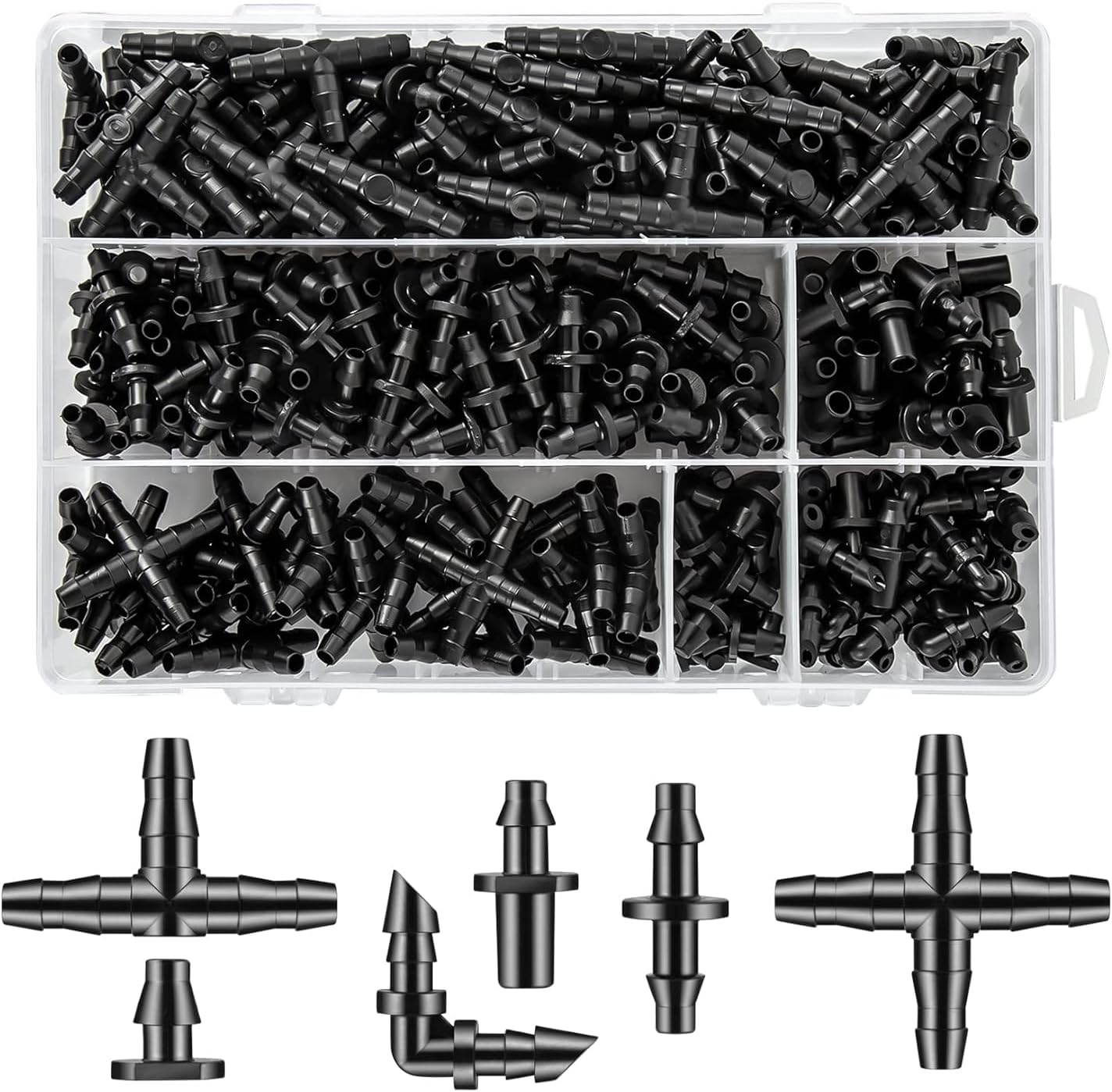 Set 600 Pzas Conectores Riego Goteo 1/4pulg para Jardín Maceta