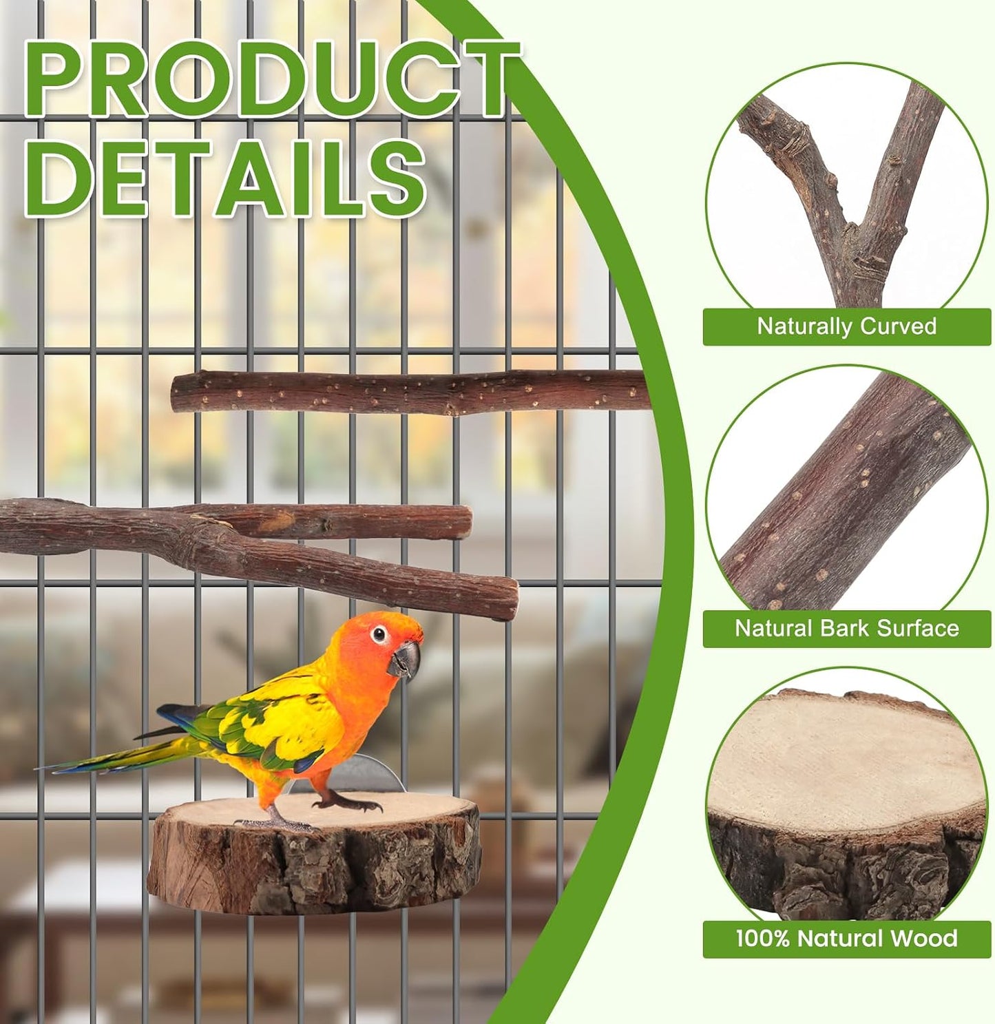 9 Perchas Pájaros Madera Manzana Soporte Loro Juguete Masticar