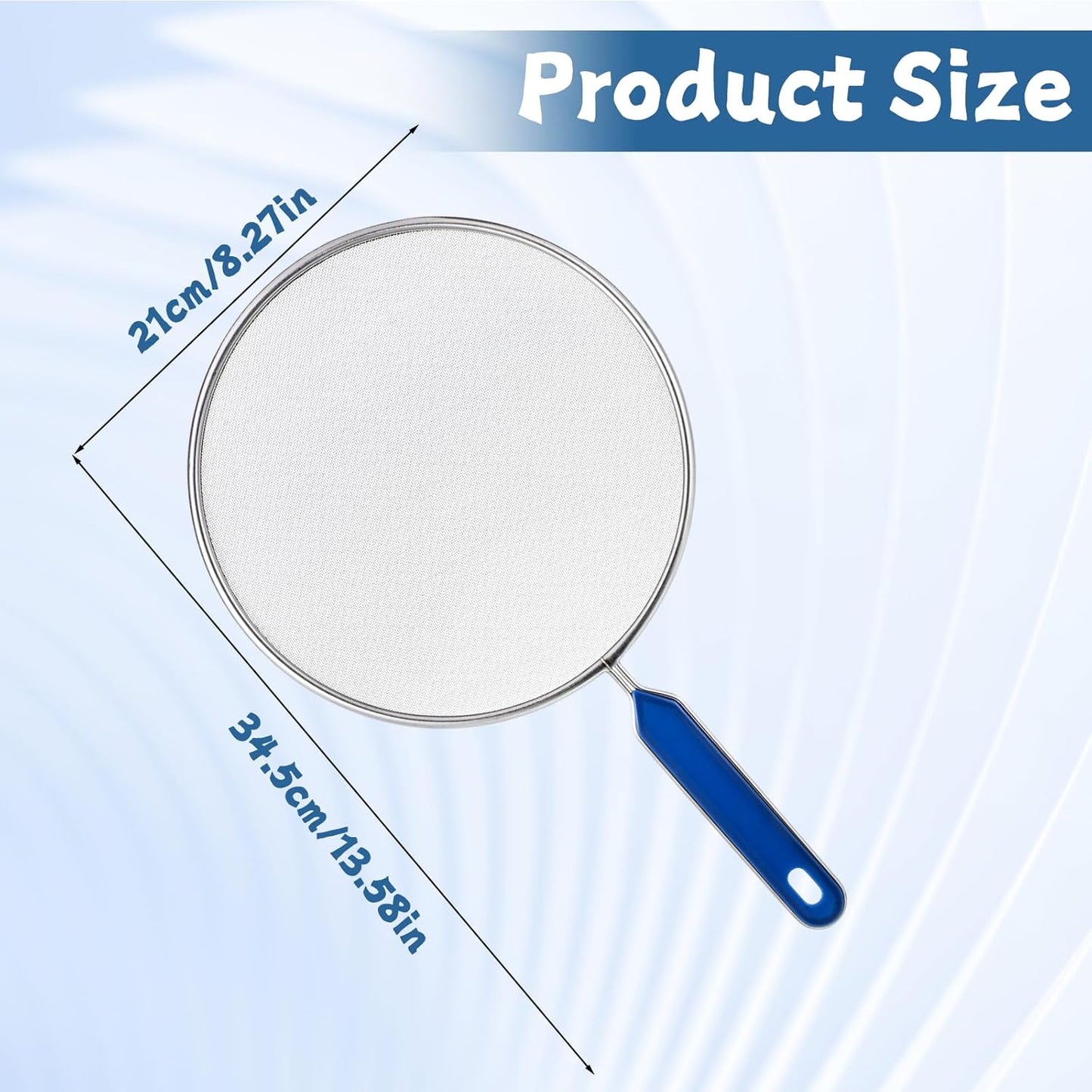 Protector de grasa para sartén de 8.3 pulgadas con mango y malla fina