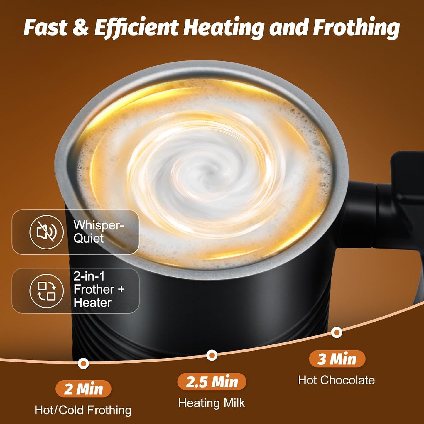 Espumador leche eléctrico 4en1 11.8oz calentamiento rápido