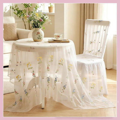 Camino de mesa de flores silvestres 29 x 120 pulgadas bordado blanco para boda y eventos