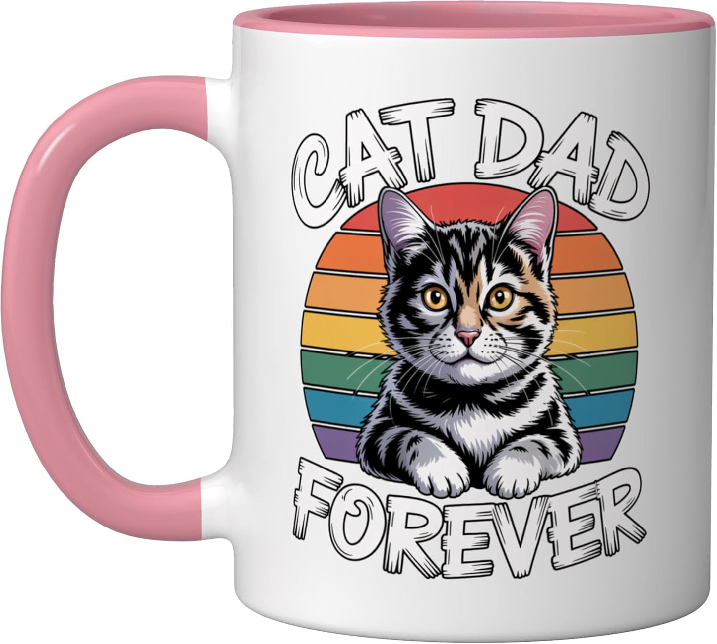 Taza Cerámica Cat Dad Forever Rosa/Blanco