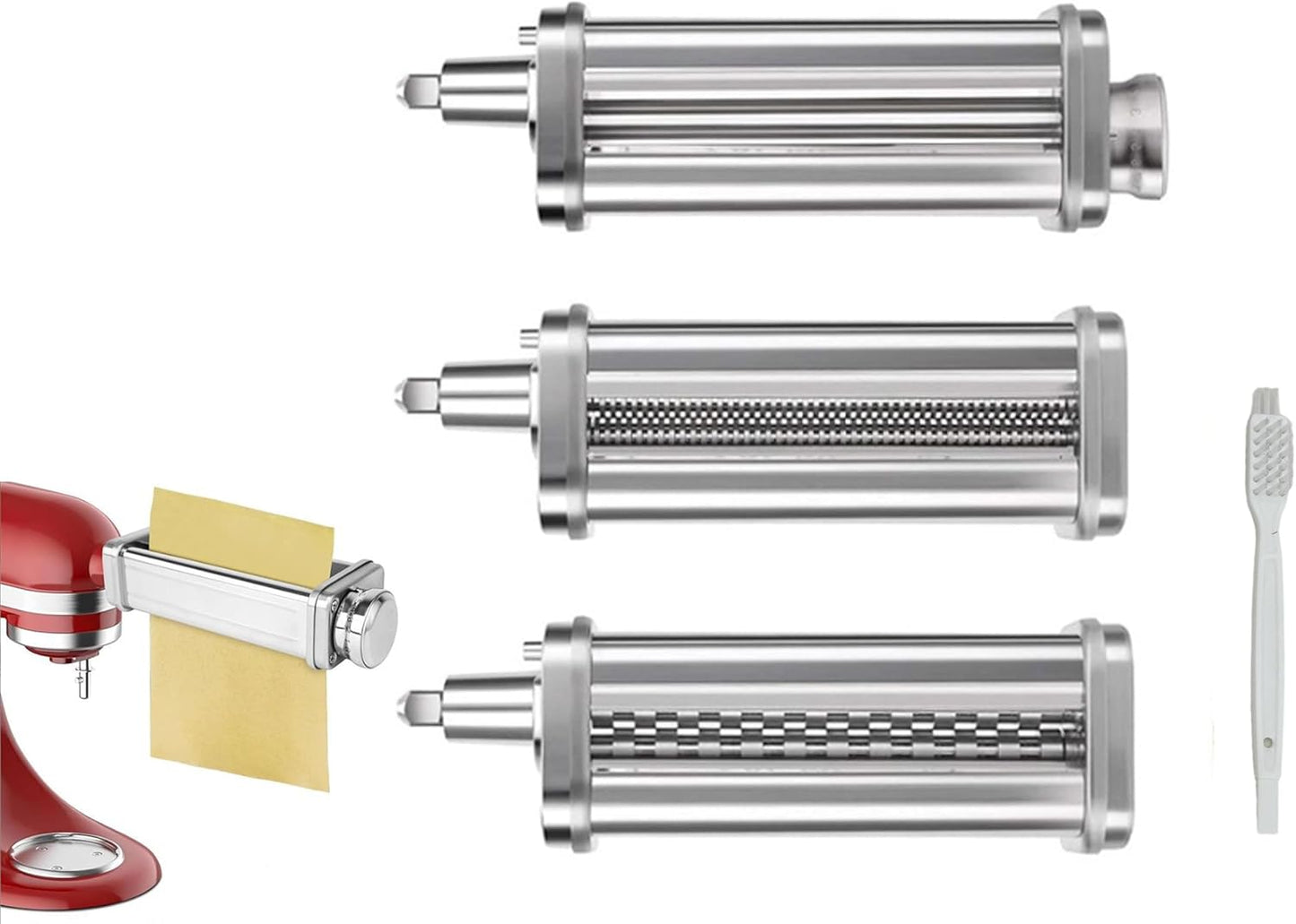 Set 3 Pzas Rodillos y Cortador Pasta Acero Inox