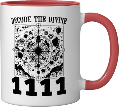 Taza Cerámica Angel Number Guía Espiritual Rojo/Blanco
