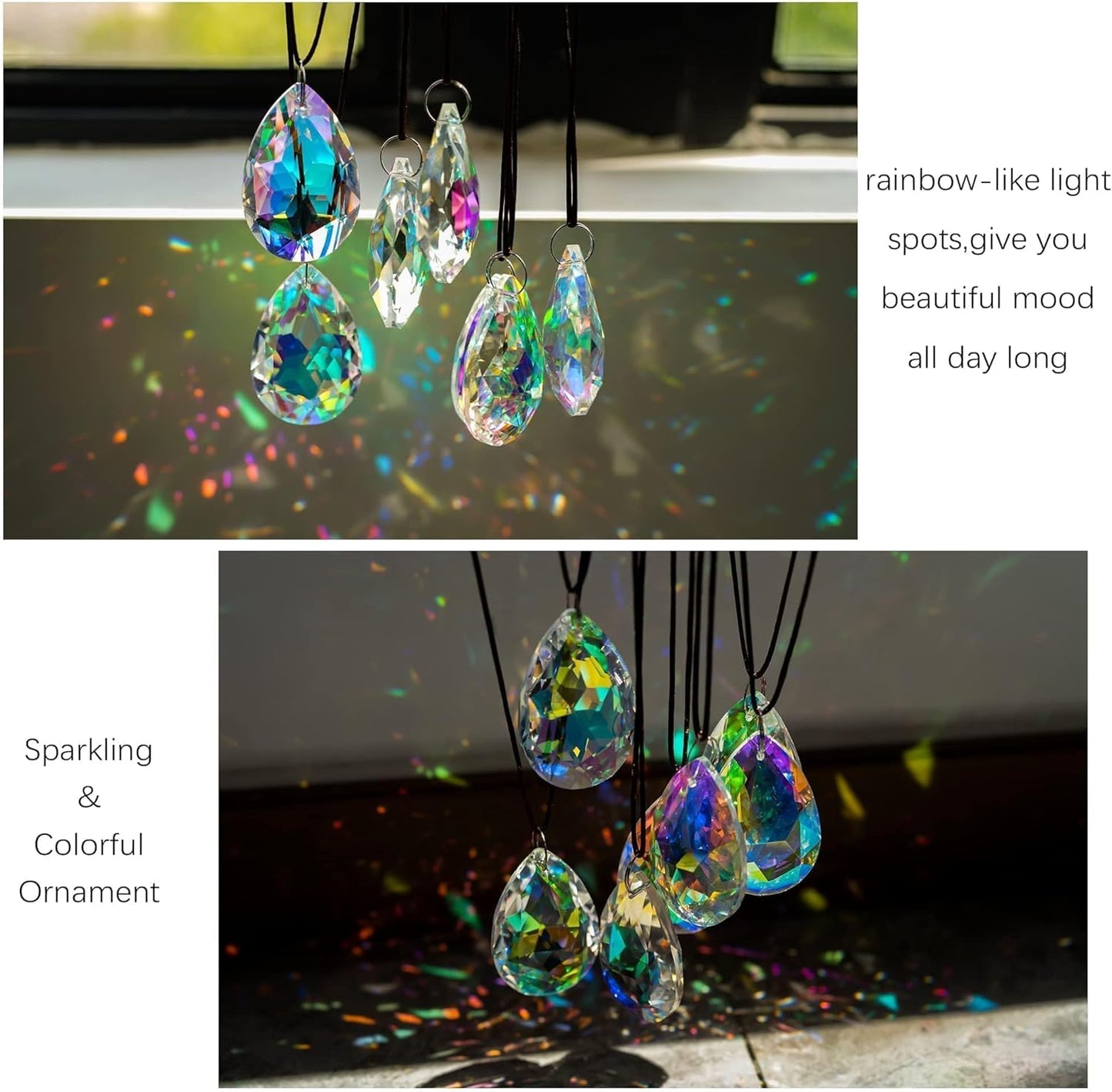 12 Pzas Prismas Bauhinia 50mm Colores Arco Iris para Boda Navidad