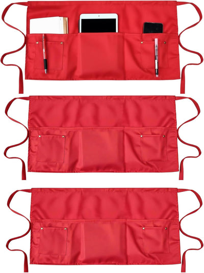 Delantales de cintura para camarera con 5 bolsillos resistente a gotas de agua