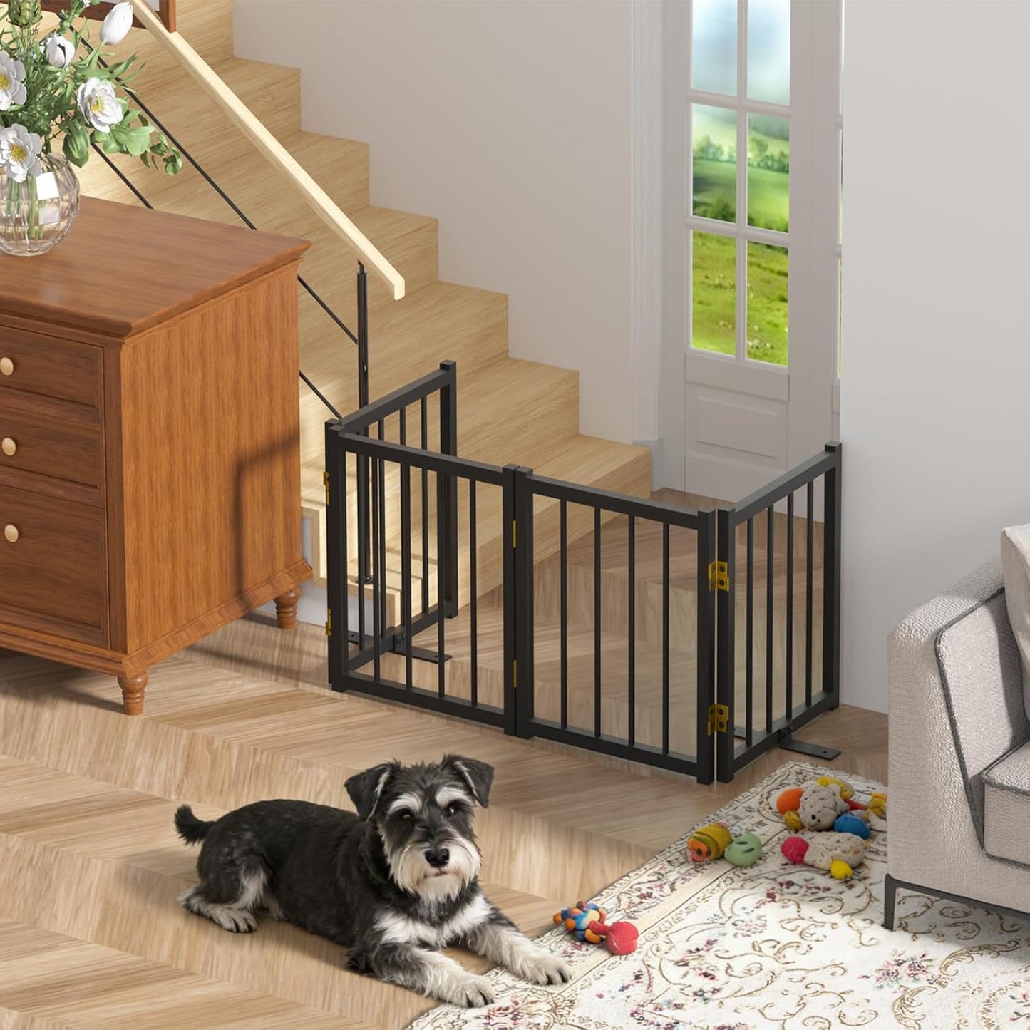 Puerta corta para perros pequeños 16pulg plegable 48pulg ancho