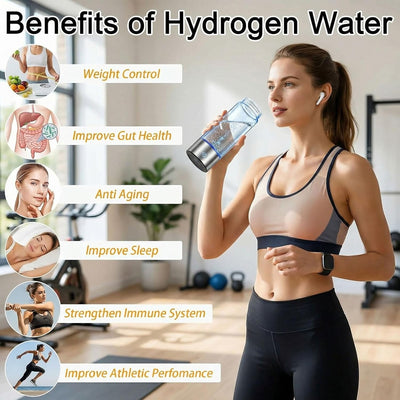 Generador de agua de hidrógeno portátil 16 oz con tecnologia SPE PEM