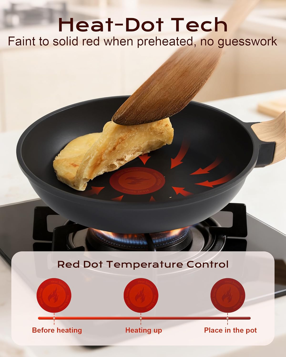 Sartén antiadherente para tortilla 8 pulgadas sin PFOA con mango resistente