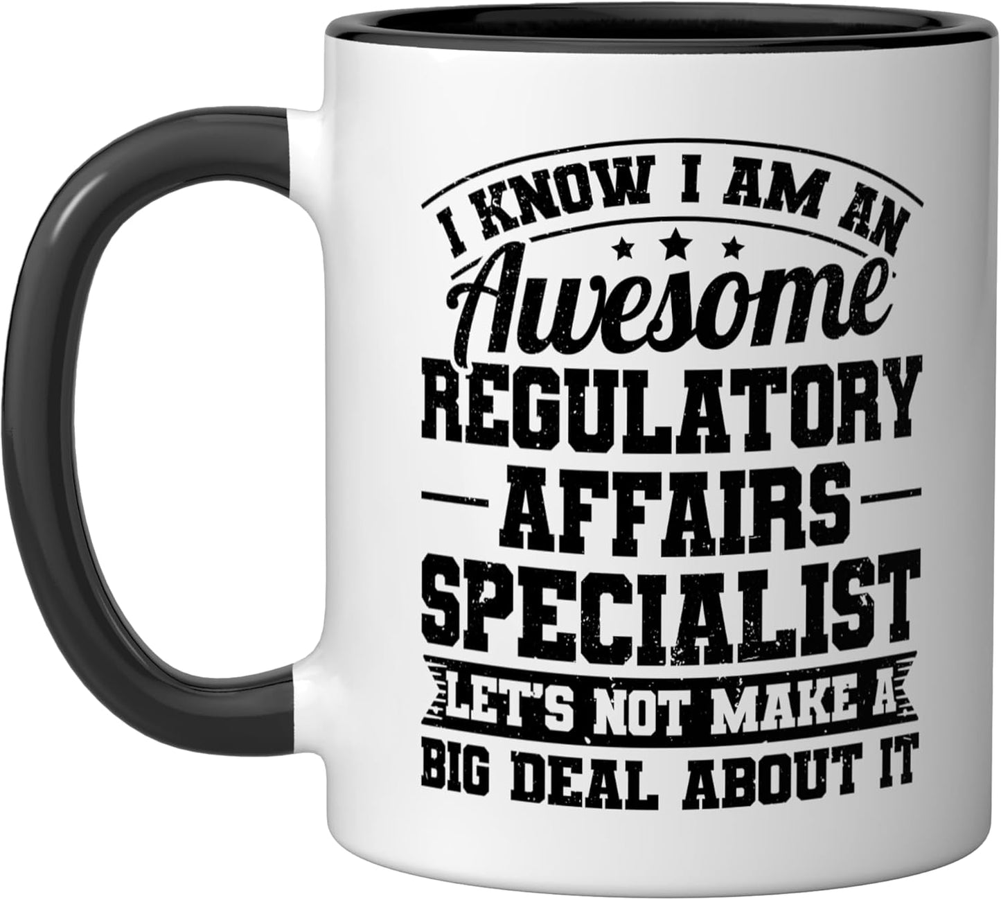 Taza de cerámica para asuntos regulatorios negra/blanca