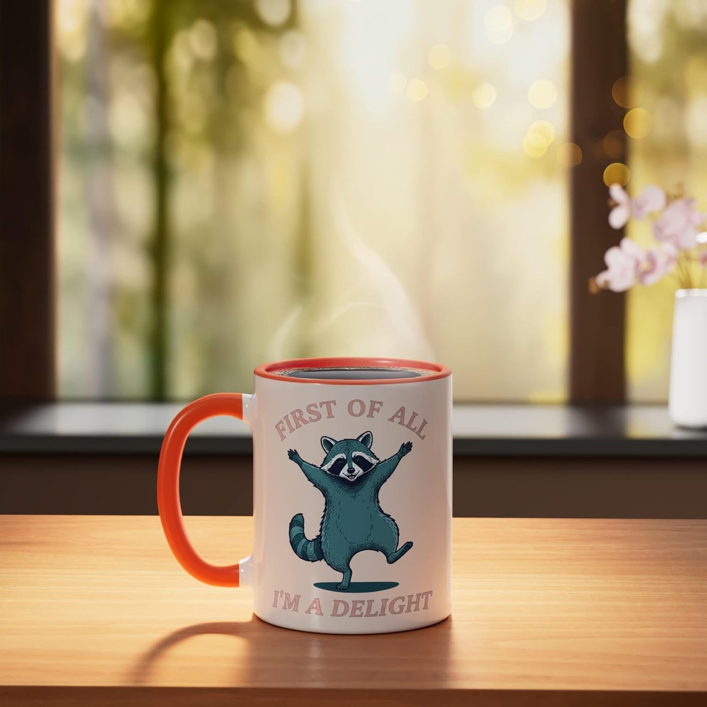 Taza Cerámica Ratoncito Disfraz Bosque Naranja/Blanco
