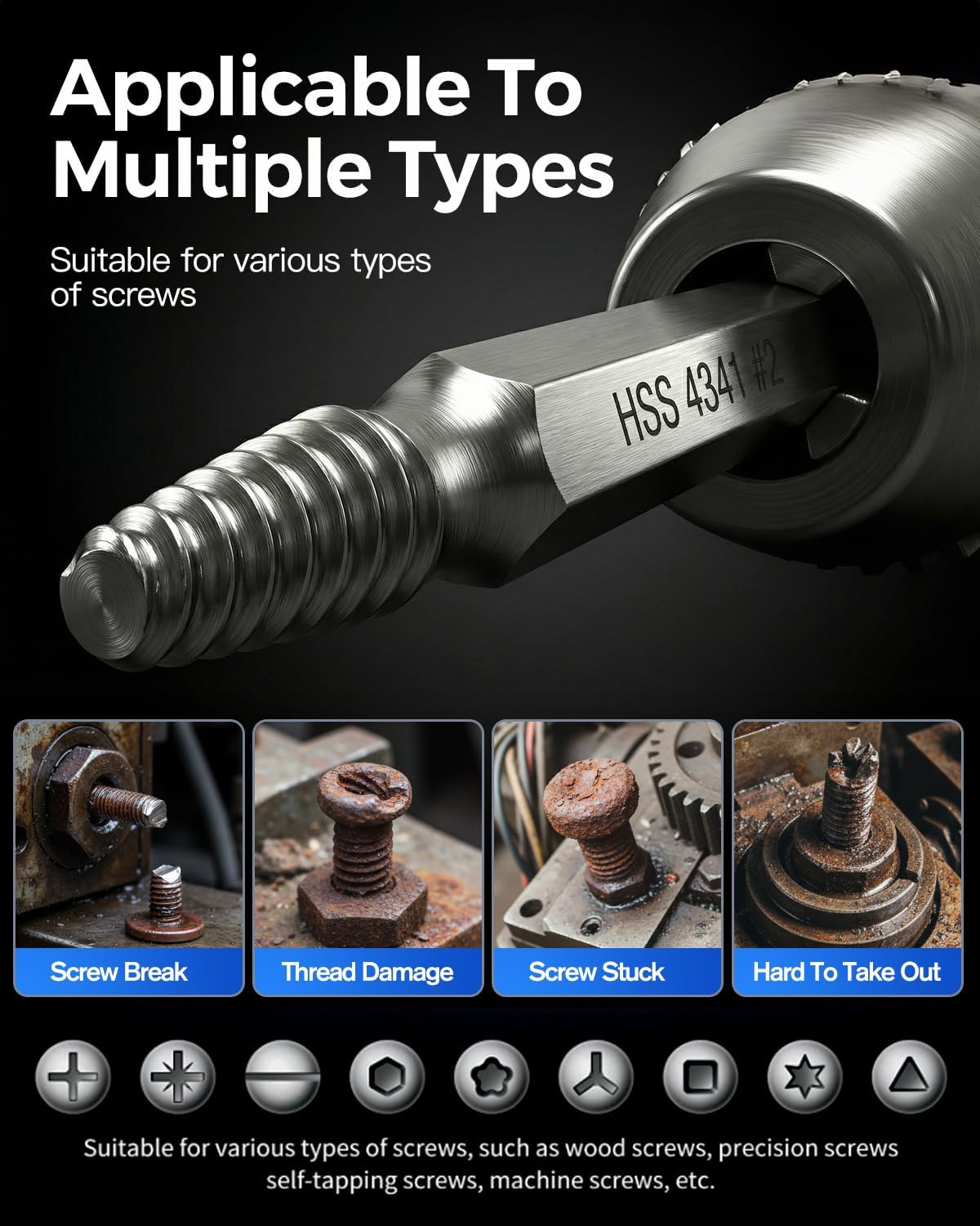 Kit extractor de tornillos y tuercas con estuche