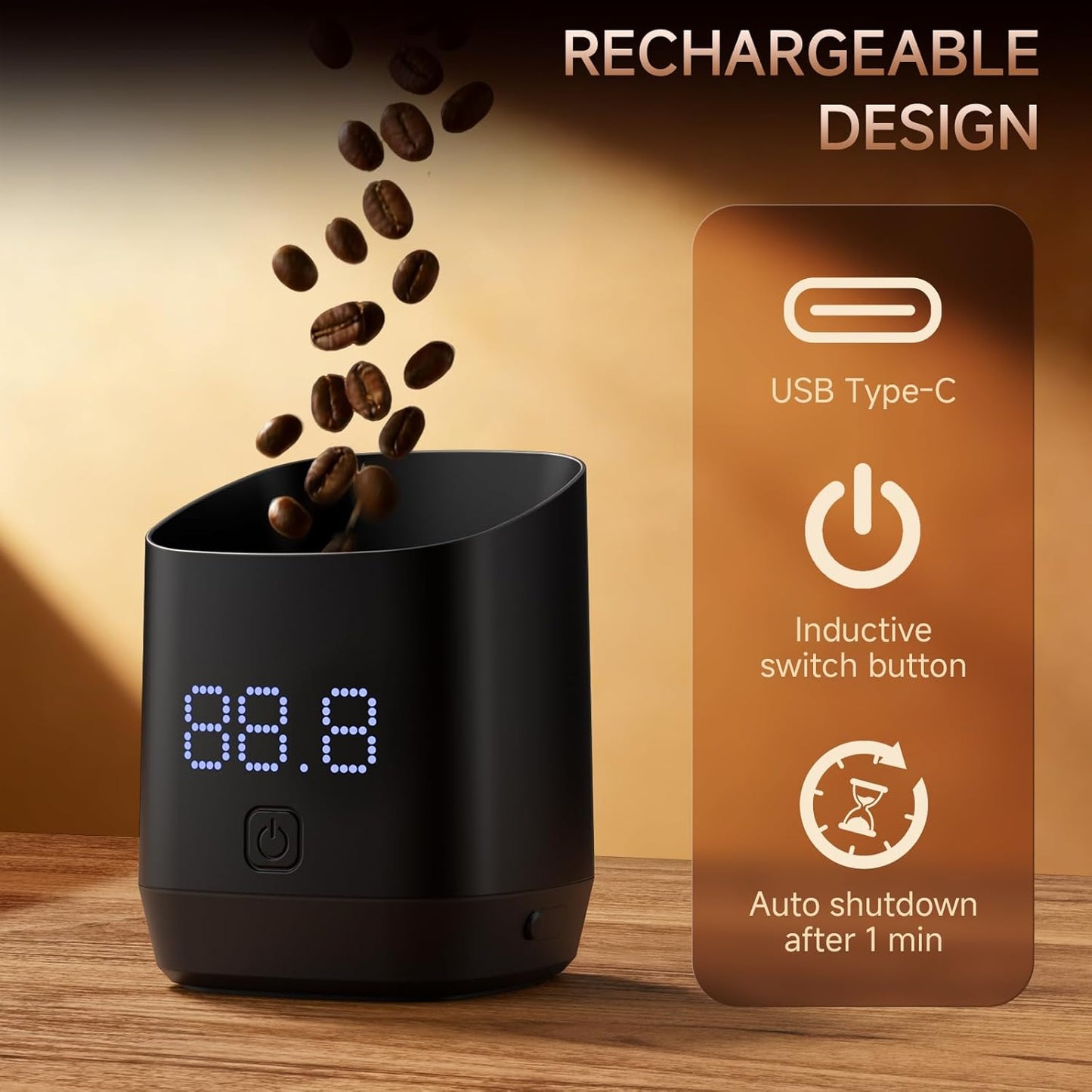 Báscula digital de café dosificadora con pantalla LED y función de tara