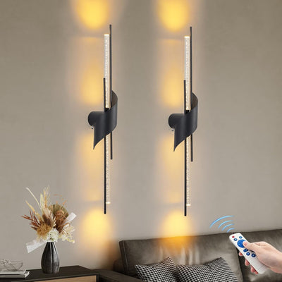 2 Apliques Pared LED Recargable 20000mAh Negro 33pulg