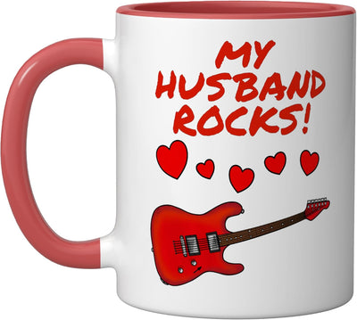 Taza cerámica para guitarra eléctrica Día de San Valentín Aniversario Rojo/Blanco