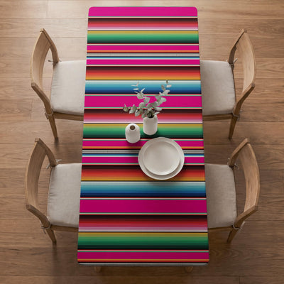 Mantel rectangular ajustable 72 x 30 pulgadas diseño Cinco de Mayo color rosa rayas verticales lavable