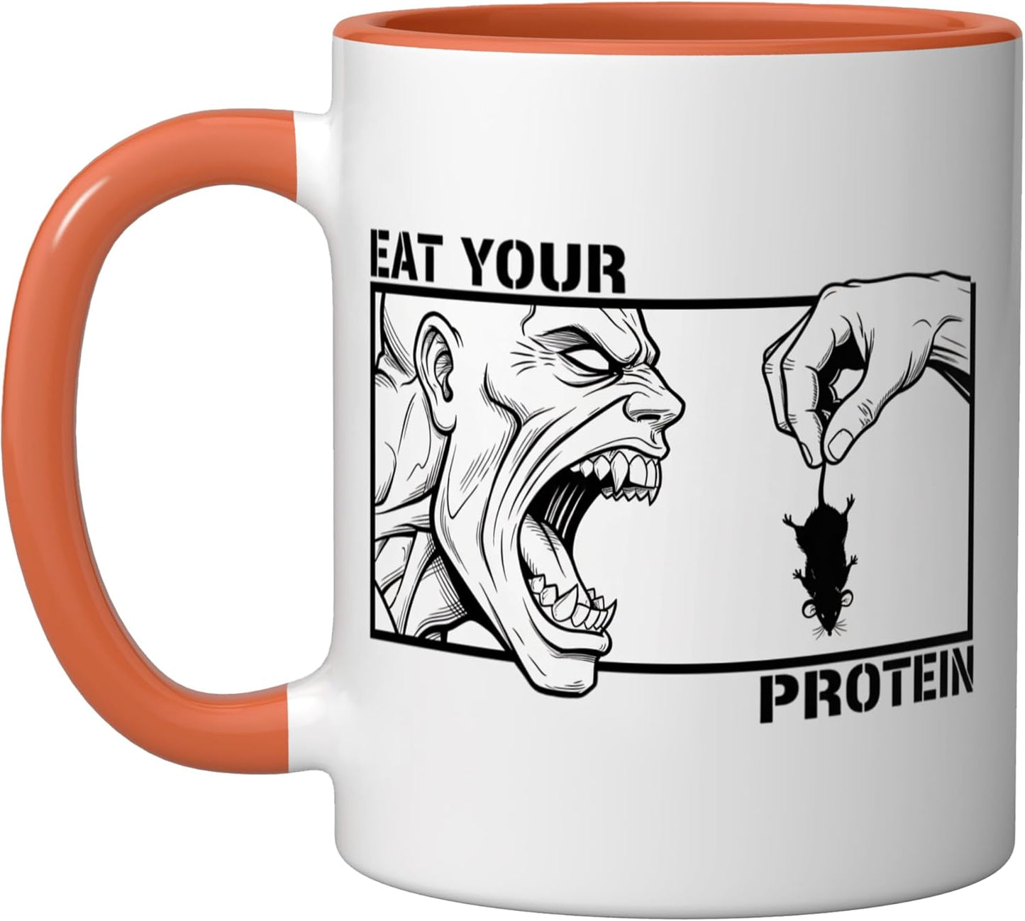 Taza Cerámica Entrenamiento Anime Monstruo Naranja/Blanco