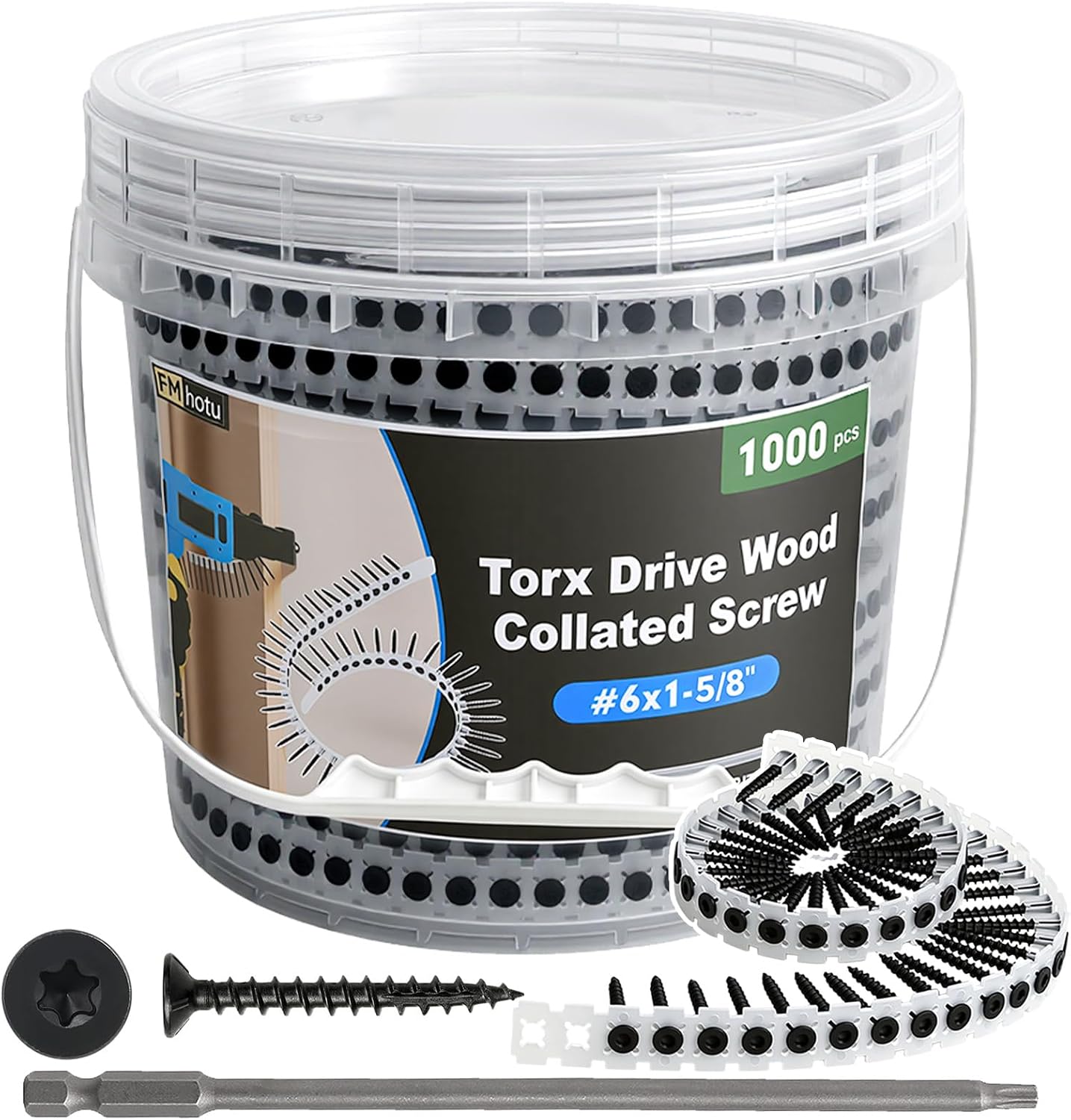 Tornillos yeso #6x1-5/8 1000 pzas Torx negro punta afilada