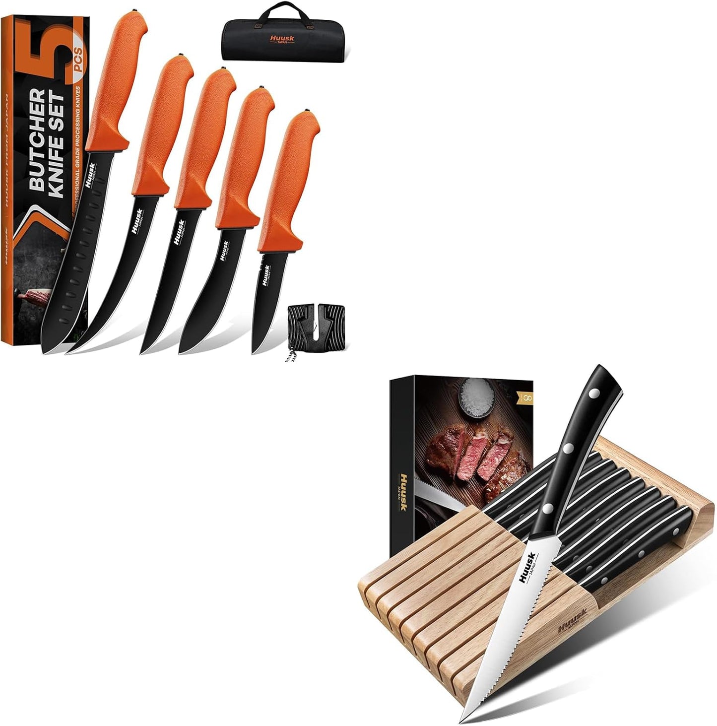 Set 8 Cuchillos Carnicero Afilados con Bloque