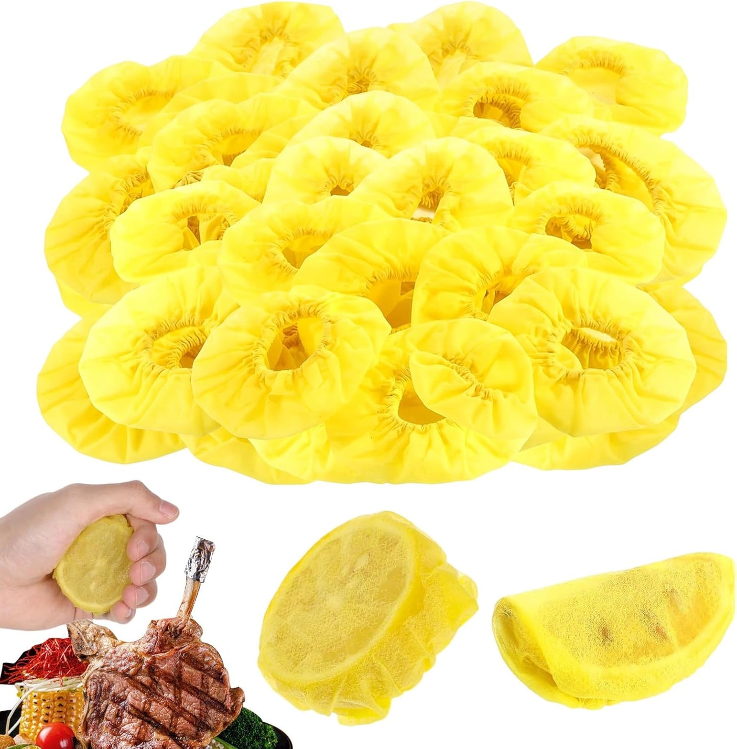 100 fundas elásticas de limón amarillas para exprimir jugos sin semillas