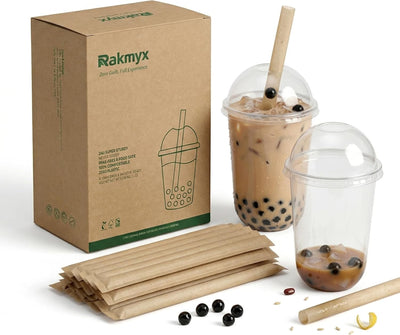 Tubos de boba biodegradables sin BPA con punta afilada, 24H no empapados, 100 unidades