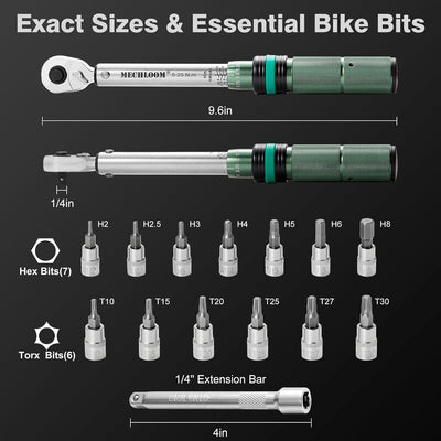 Juego 15 Pzas Llave Dinamométrica 1/4pulg 5-25N·m Bicicleta