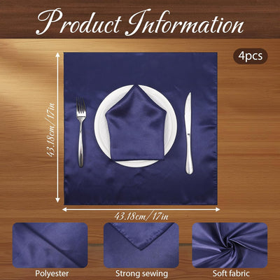 Servilletas poliéster reutilizables 17x17pulg paquete 4 azul marino