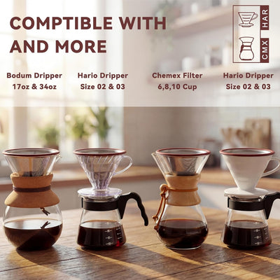 Filtros café compatibles Chemex 6-10 tazas acero inox reutilizables